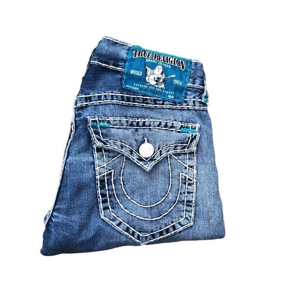 Vintage True Religion Jeans Size 33 RICKY SUPER T Blue - Picture 8 of 13